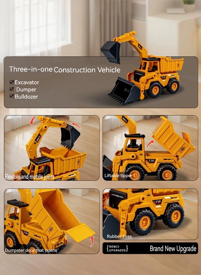 Multifunctional Friction Power Construction Vehicle 3 in 1 – Excavator Dump Truck Bulldozer Kids Toy - Image 5